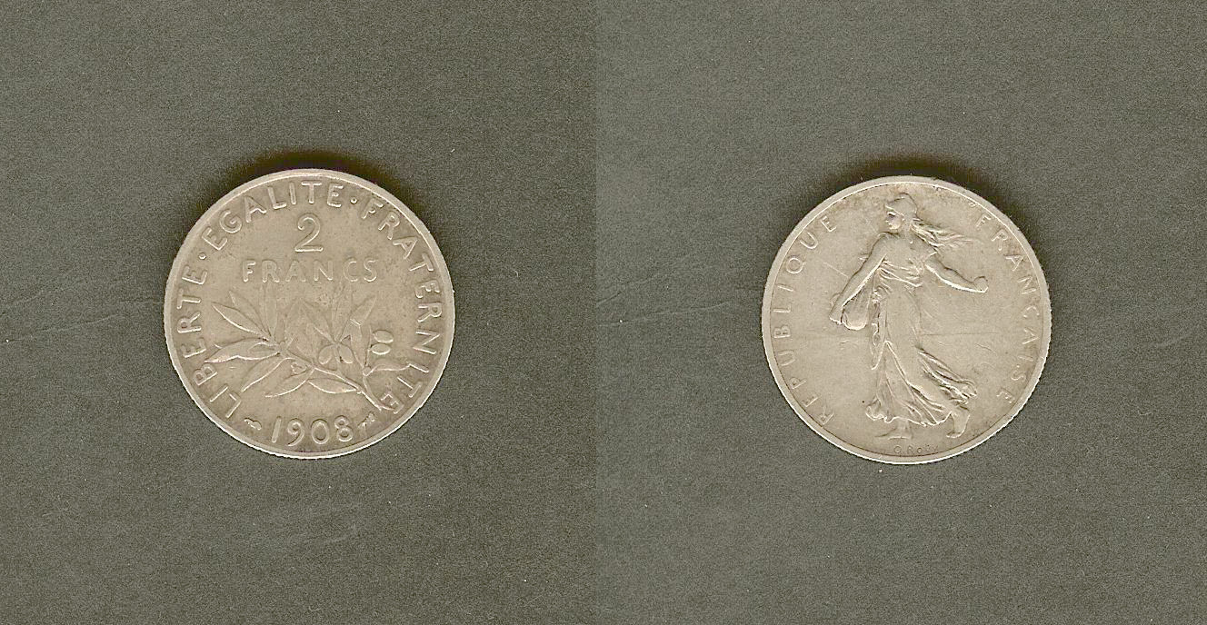 2 francs Semeuse 1908 aVF